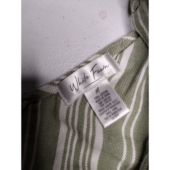 White fawn girls green‎ pinstripe romper size medium - Picture 4 of 5